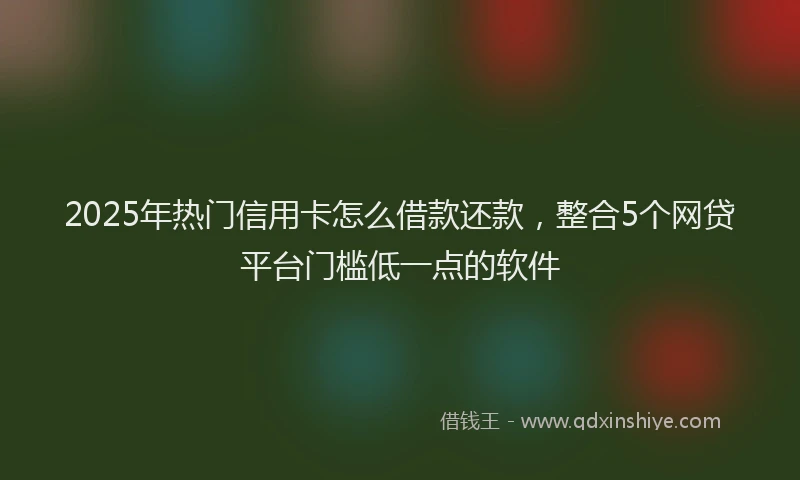 2025年热门信用卡怎么借款还款，整合5个网贷平台门槛低一点的软件