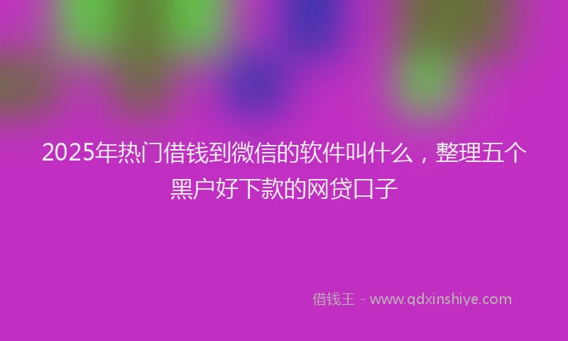 2025年热门借钱到微信的软件叫什么，整理五个黑户好下款的网贷口子