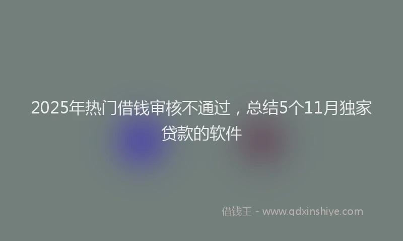 2025年热门借钱审核不通过，总结5个11月独家贷款的软件