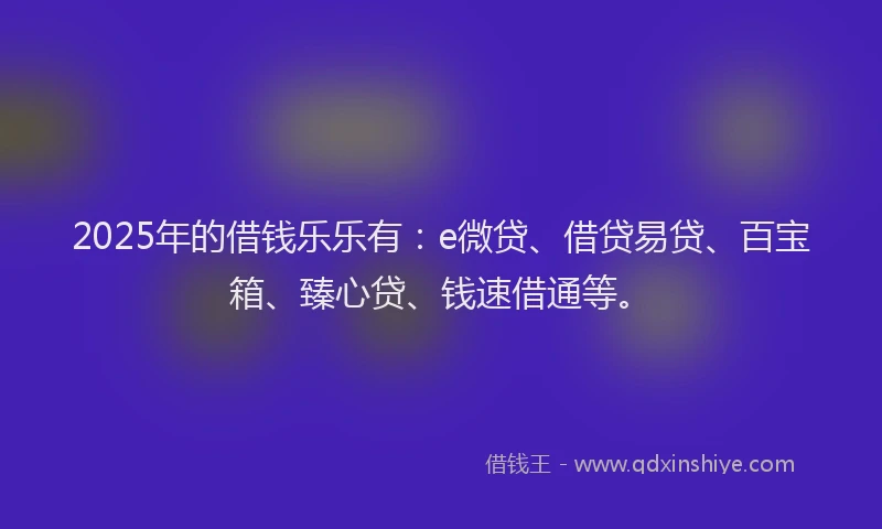 2025年的借钱乐乐有：e微贷、借贷易贷、百宝箱、臻心贷、钱速借通等。
