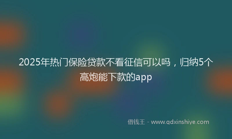 2025年热门保险贷款不看征信可以吗，归纳5个高炮能下款的app