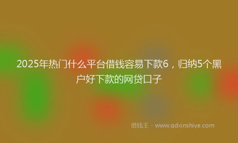 2025年热门什么平台借钱容易下款6，归纳5个黑户好下款的网贷口子