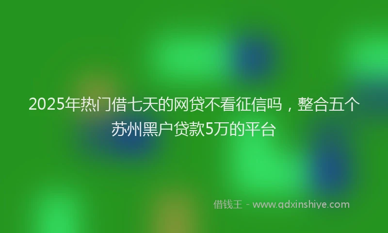 2025年热门借七天的网贷不看征信吗，整合五个苏州黑户贷款5万的平台