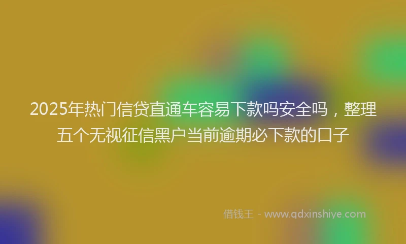 2025年热门信贷直通车容易下款吗安全吗，整理五个无视征信黑户当前逾期必下款的口子