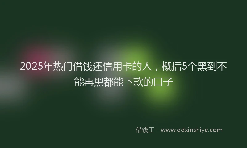 2025年热门借钱还信用卡的人，概括5个黑到不能再黑都能下款的口子