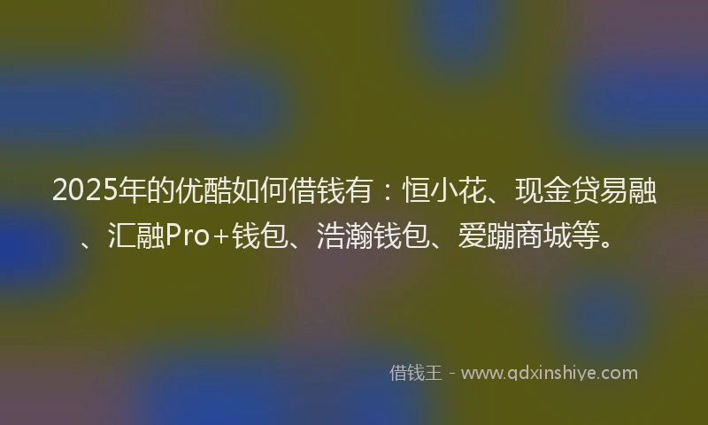 2025年的优酷如何借钱有：恒小花、现金贷易融、汇融Pro+钱包、浩瀚钱包、爱蹦商城等。