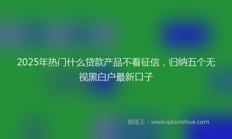 2025年热门什么贷款产品不看征信，归纳五个无视黑白户最新口子