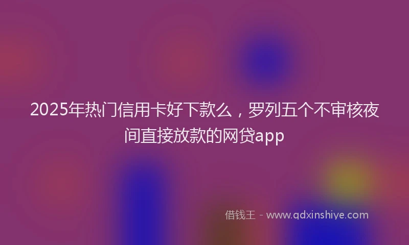 2025年热门信用卡好下款么，罗列五个不审核夜间直接放款的网贷app