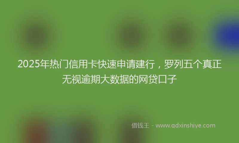 2025年热门信用卡快速申请建行，罗列五个真正无视逾期大数据的网贷口子