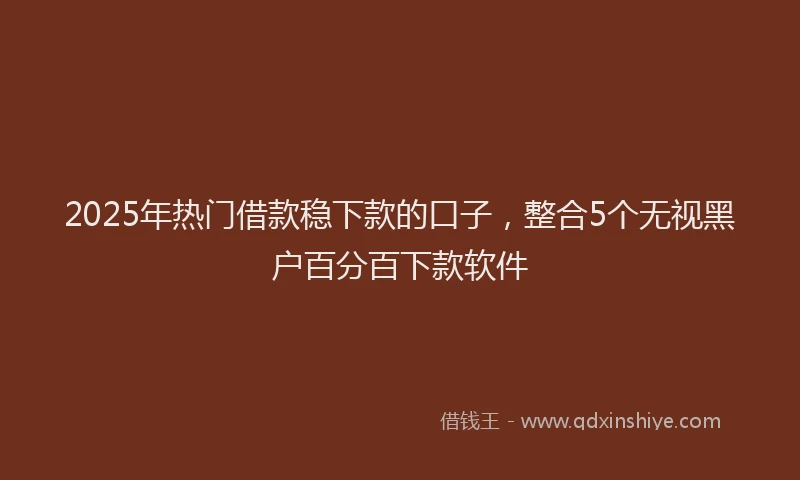 2025年热门借款稳下款的口子，整合5个无视黑户百分百下款软件