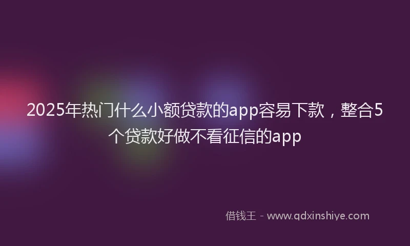 2025年热门什么小额贷款的app容易下款，整合5个贷款好做不看征信的app