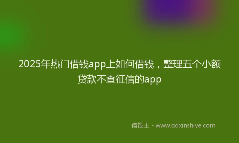 2025年热门借钱app上如何借钱，整理五个小额贷款不查征信的app