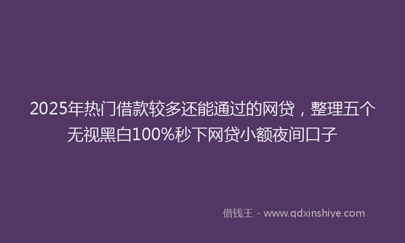 2025年热门借款较多还能通过的网贷，整理五个无视黑白100%秒下网贷小额夜间口子