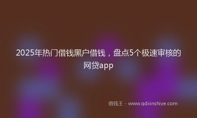 2025年热门借钱黑户借钱，盘点5个极速审核的网贷app