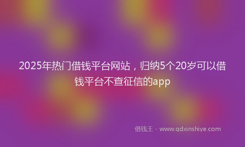 2025年热门借钱平台网站，归纳5个20岁可以借钱平台不查征信的app