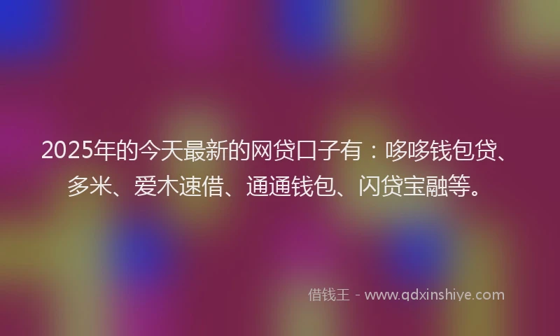 2025年的今天最新的网贷口子有：哆哆钱包贷、多米、爱木速借、通通钱包、闪贷宝融等。