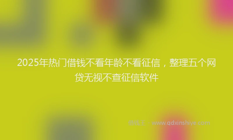 2025年热门借钱不看年龄不看征信，整理五个网贷无视不查征信软件