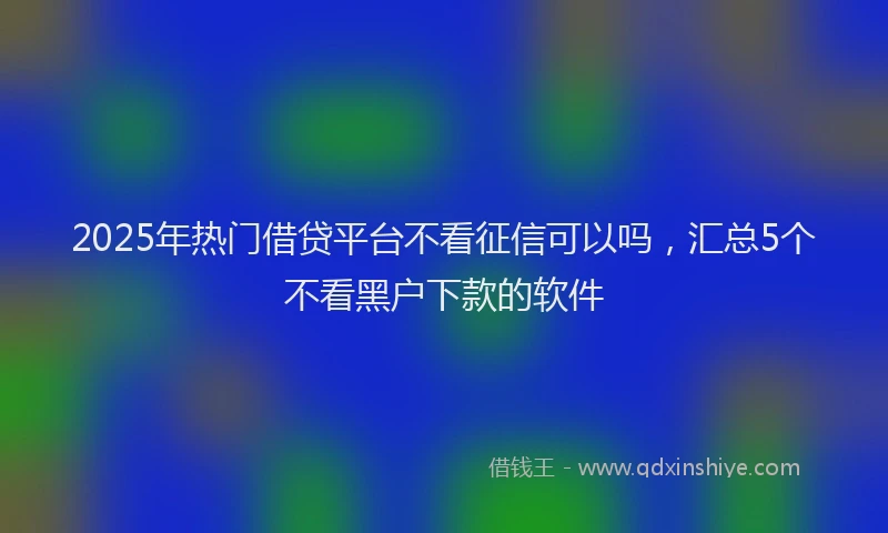 2025年热门借贷平台不看征信可以吗，汇总5个不看黑户下款的软件