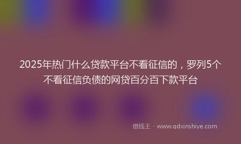 2025年热门什么贷款平台不看征信的，罗列5个不看征信负债的网贷百分百下款平台