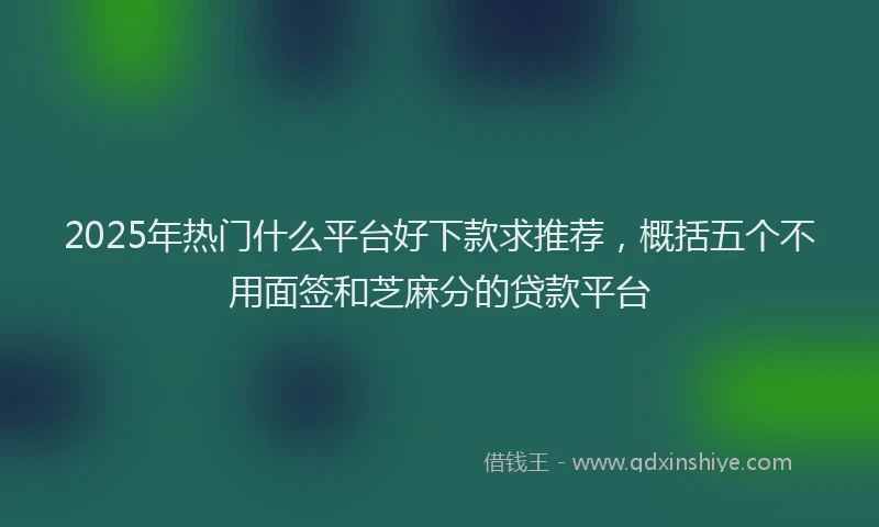 2025年热门什么平台好下款求推荐，概括五个不用面签和芝麻分的贷款平台