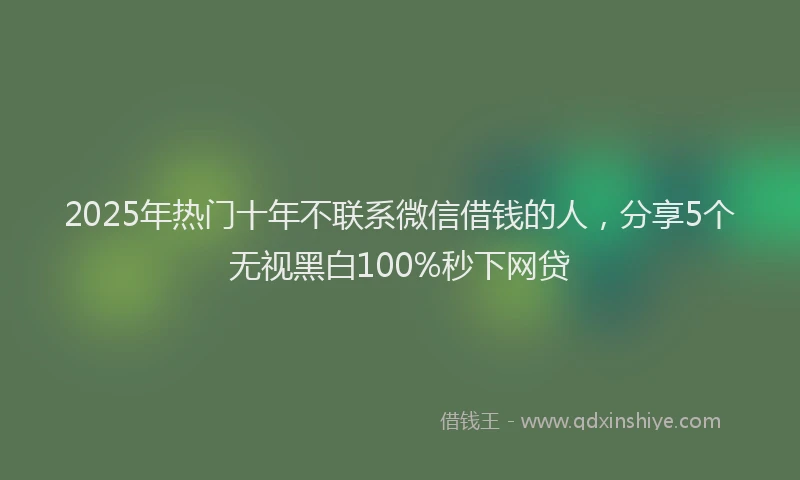 2025年热门十年不联系微信借钱的人，分享5个无视黑白100%秒下网贷