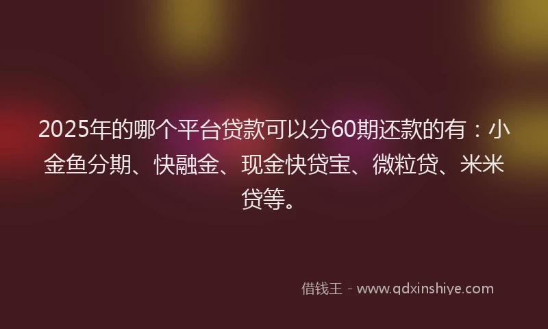 2025年的哪个平台贷款可以分60期还款的有：小金鱼分期、快融金、现金快贷宝、微粒贷、米米贷等。
