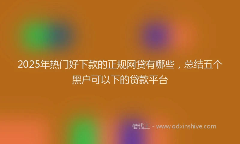 2025年热门好下款的正规网贷有哪些，总结五个黑户可以下的贷款平台