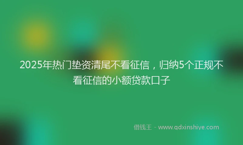 2025年热门垫资清尾不看征信，归纳5个正规不看征信的小额贷款口子