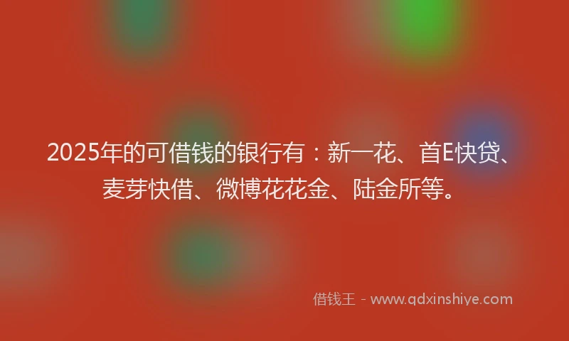 2025年的可借钱的银行有：新一花、首E快贷、麦芽快借、微博花花金、陆金所等。