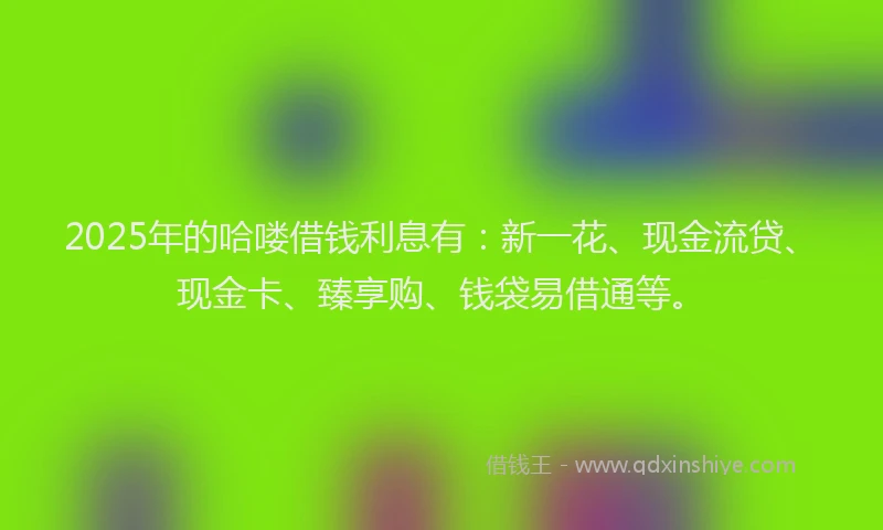 2025年的哈喽借钱利息有：新一花、现金流贷、现金卡、臻享购、钱袋易借通等。