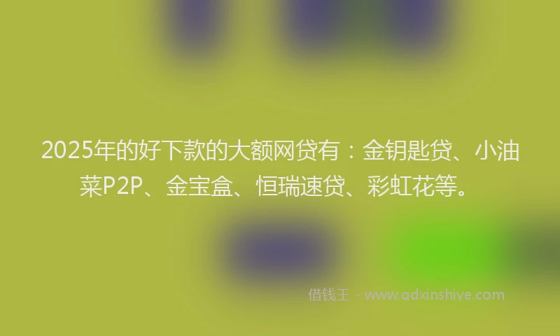 2025年的好下款的大额网贷有：金钥匙贷、小油菜P2P、金宝盒、恒瑞速贷、彩虹花等。