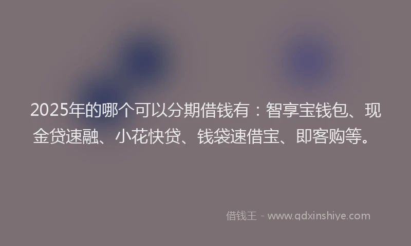 2025年的哪个可以分期借钱有：智享宝钱包、现金贷速融、小花快贷、钱袋速借宝、即客购等。