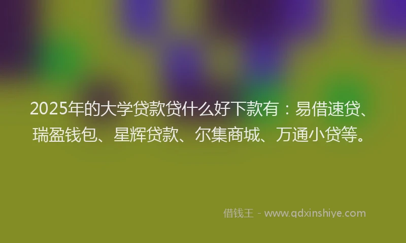 2025年的大学贷款贷什么好下款有：易借速贷、瑞盈钱包、星辉贷款、尔集商城、万通小贷等。
