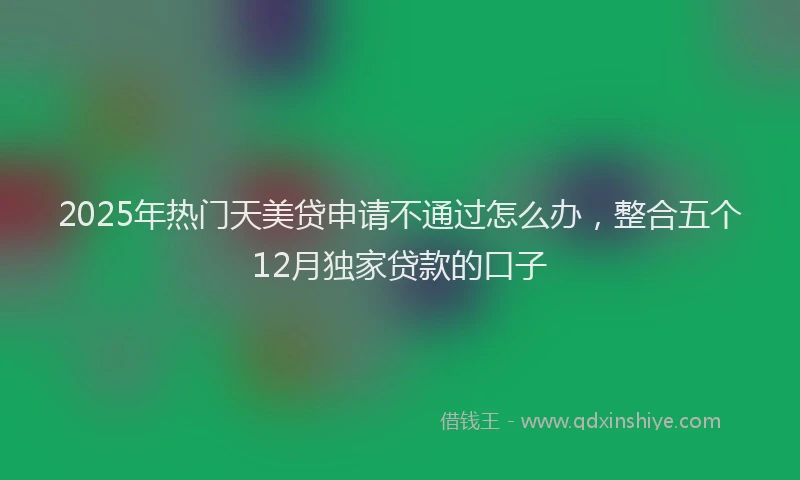 2025年热门天美贷申请不通过怎么办，整合五个12月独家贷款的口子