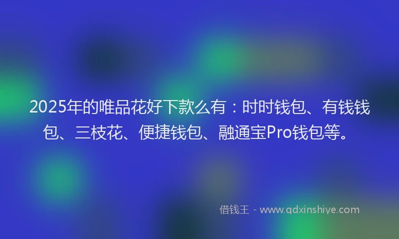 2025年的唯品花好下款么有：时时钱包、有钱钱包、三枝花、便捷钱包、融通宝Pro钱包等。