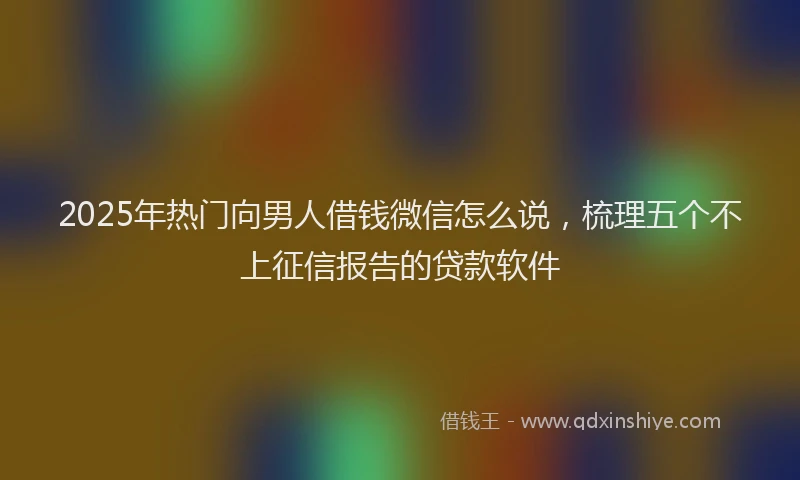 2025年热门向男人借钱微信怎么说，梳理五个不上征信报告的贷款软件