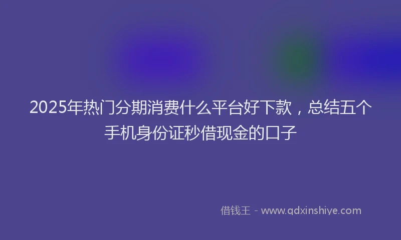 2025年热门分期消费什么平台好下款，总结五个手机身份证秒借现金的口子