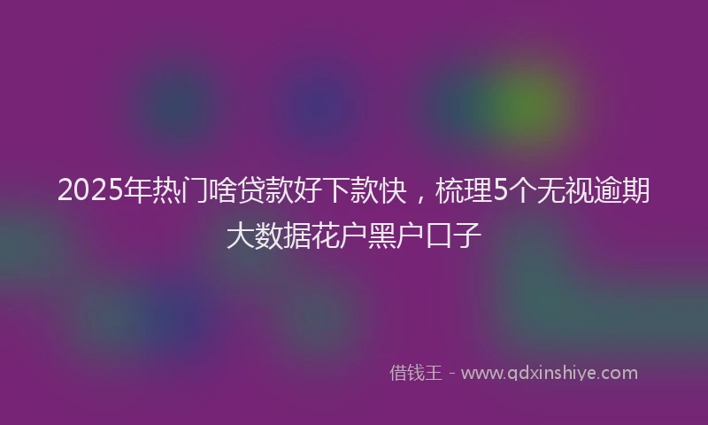 2025年热门啥贷款好下款快，梳理5个无视逾期大数据花户黑户口子