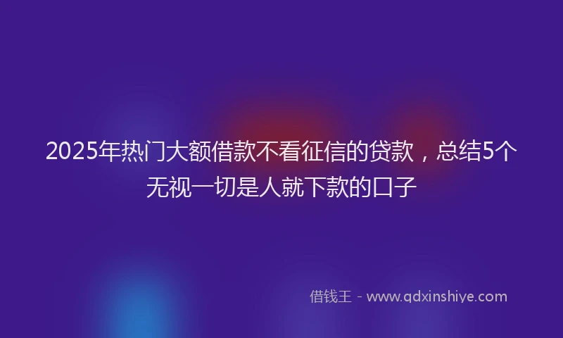 2025年热门大额借款不看征信的贷款，总结5个无视一切是人就下款的口子