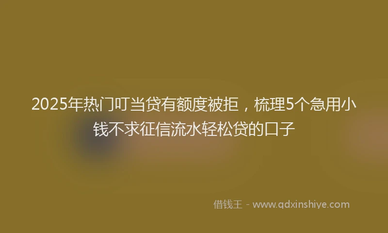 2025年热门叮当贷有额度被拒，梳理5个急用小钱不求征信流水轻松贷的口子