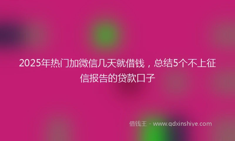 2025年热门加微信几天就借钱，总结5个不上征信报告的贷款口子