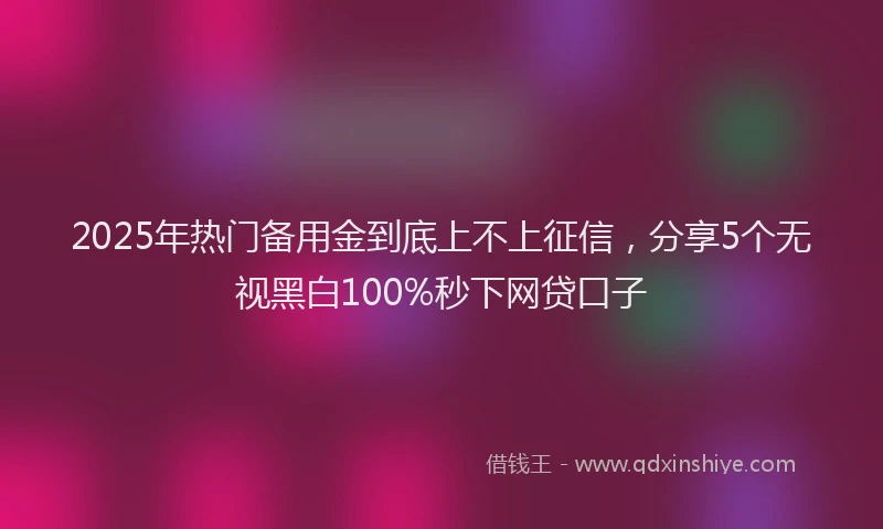 2025年热门备用金到底上不上征信，分享5个无视黑白100%秒下网贷口子