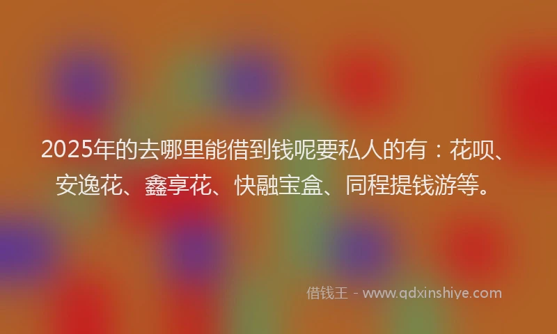 2025年的去哪里能借到钱呢要私人的有：花呗、安逸花、鑫享花、快融宝盒、同程提钱游等。