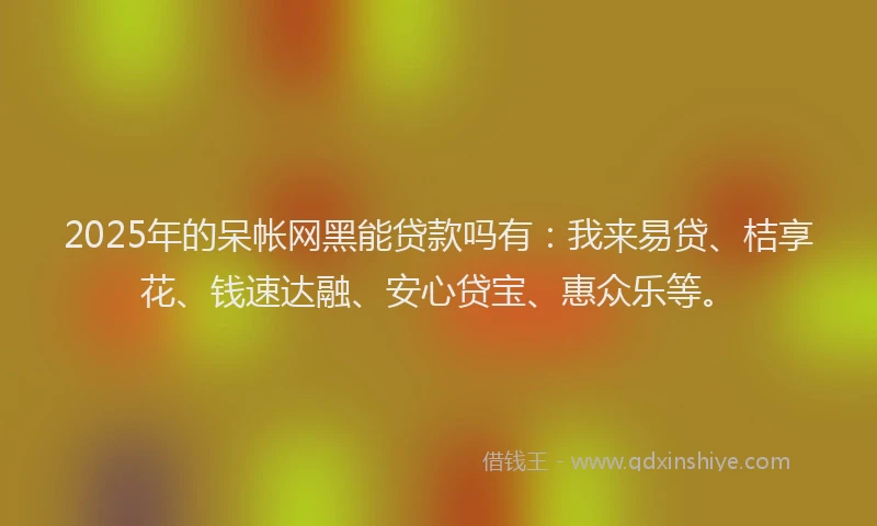 2025年的呆帐网黑能贷款吗有：我来易贷、桔享花、钱速达融、安心贷宝、惠众乐等。