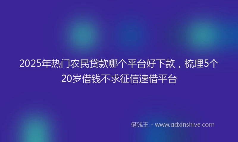2025年热门农民贷款哪个平台好下款，梳理5个20岁借钱不求征信速借平台