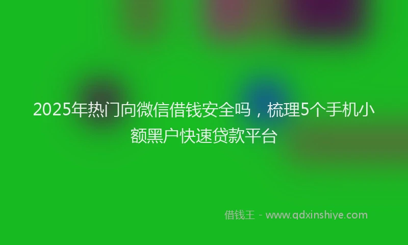 2025年热门向微信借钱安全吗，梳理5个手机小额黑户快速贷款平台