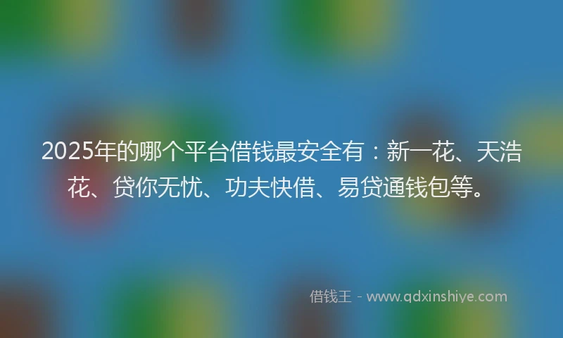 2025年的哪个平台借钱最安全有：新一花、天浩花、贷你无忧、功夫快借、易贷通钱包等。