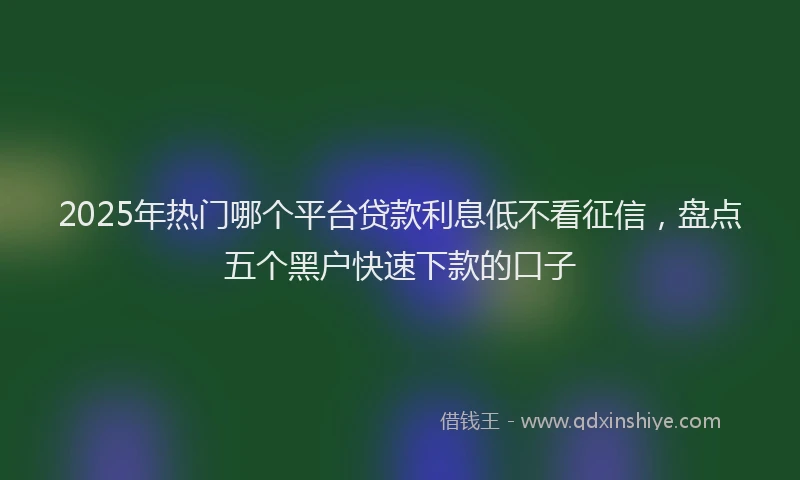 2025年热门哪个平台贷款利息低不看征信，盘点五个黑户快速下款的口子
