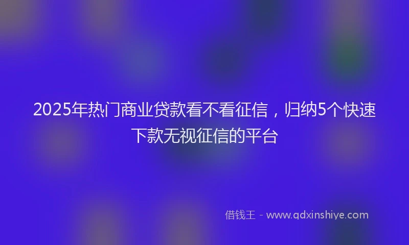 2025年热门商业贷款看不看征信，归纳5个快速下款无视征信的平台