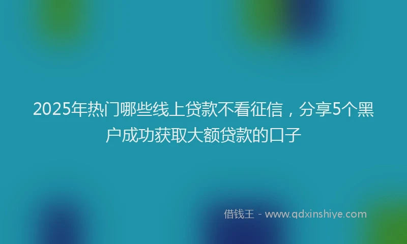 2025年热门哪些线上贷款不看征信，分享5个黑户成功获取大额贷款的口子